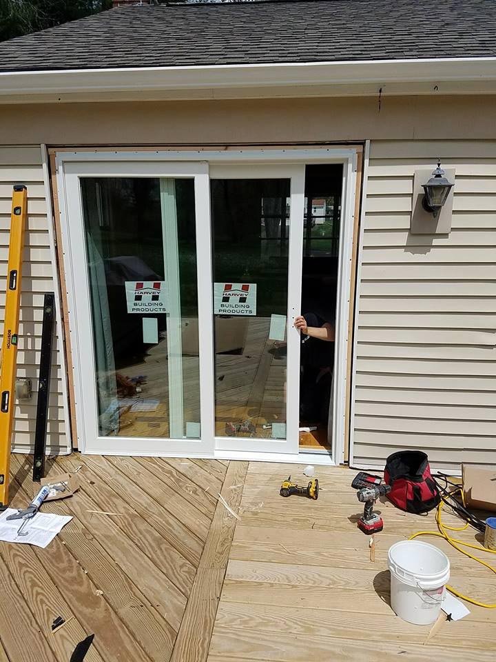 Replacing sliding glass door to deck