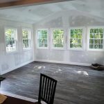 Interior of sunroom with drywall
