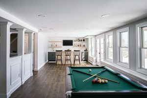 Finished basement with pool table