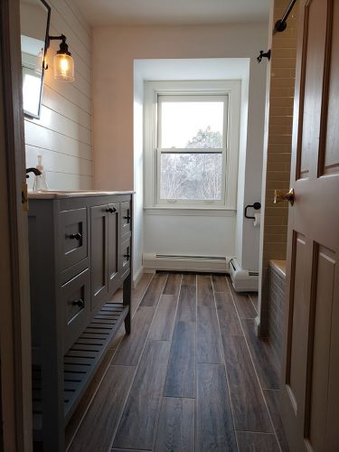 New bathroom wood plank tile flooring New bathroom wood plank tile flooring