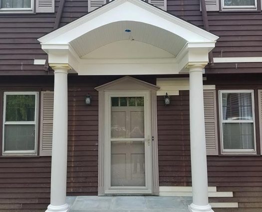 Front door renovation with addition of portico
